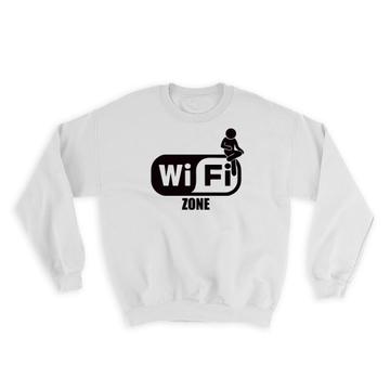 Wifi Zone : Gift Sweatshirt Icon Fun Placard Sign Signage Wi fi Internet