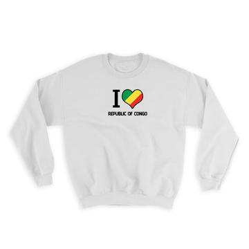 I Love Republic of Congo : Gift Sweatshirt Flag Heart Country Crest Expat