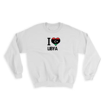 I Love Libya : Gift Sweatshirt Flag Heart Country Crest Libyan Expat