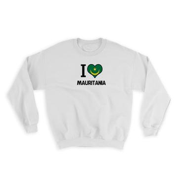 I Love Mauritania : Gift Sweatshirt Flag Heart Country Crest Mauritanian Expat