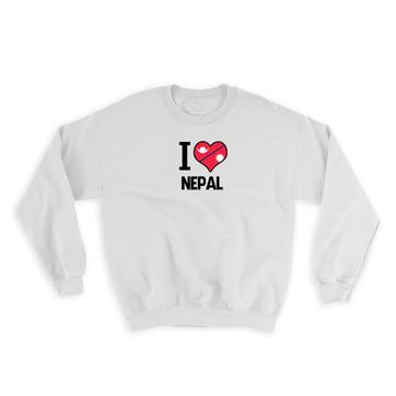 I Love Nepal : Gift Sweatshirt Flag Heart Country Crest Nepalese Expat