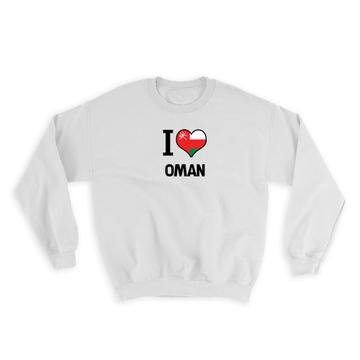 I Love Oman : Gift Sweatshirt Flag Heart Country Crest Omani Expat