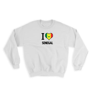 I Love Senegal : Gift Sweatshirt Flag Heart Country Crest Senegalese Expat