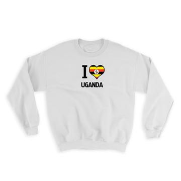 I Love Uganda : Gift Sweatshirt Flag Heart Country Crest Ugandan Expat