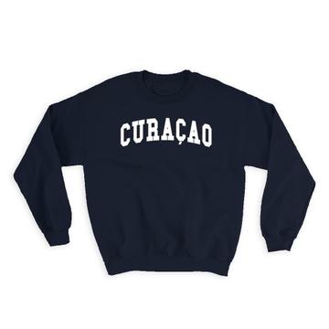 Curaçao : Gift Sweatshirt Flag College Script Calligraphy Country Expat