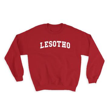 Lesotho : Gift Sweatshirt Flag College Script Calligraphy Country Expat