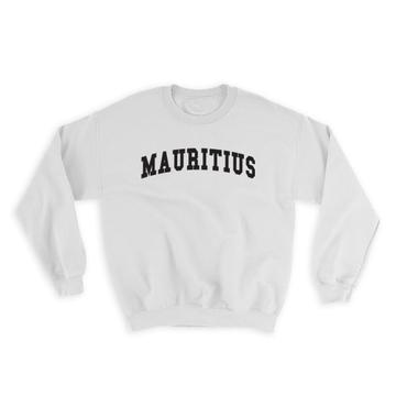 Mauritius : Gift Sweatshirt Flag College Script Calligraphy Country Mauritian Expat