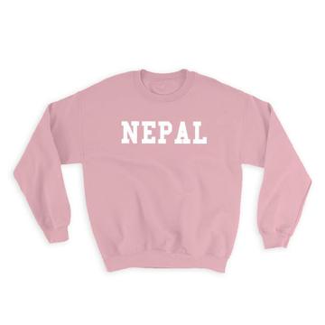 Nepal : Gift Sweatshirt Flag College Script Calligraphy Country Nepalese Expat