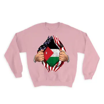 Jordan : Gift Sweatshirt Flag USA Chest American Jordanian Expat Country