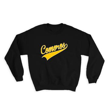 Comoros : Gift Sweatshirt Flag Varsity Script Baseball Beisbol Country Pride Comoran