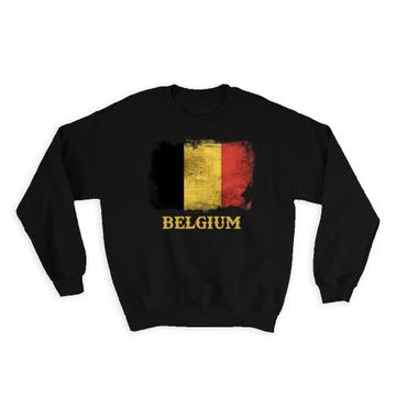 Belgium Belgian Flag : Gift Sweatshirt European Union Country Souvenir Distressed Pride Vintage