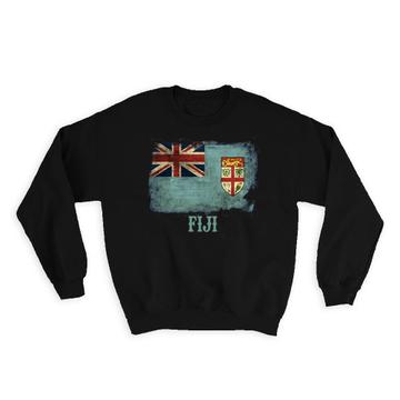Fiji Fijian Flag : Gift Sweatshirt Distressed Country Souvenir Patriotic Vintage National Australia
