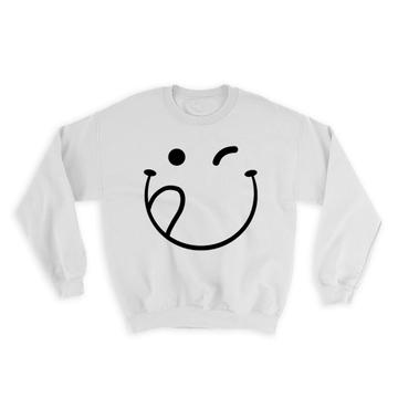 Cute Face : Gift Sweatshirt Geek Funny Symbol Modern Emoji Stuck Out Tongue Winky