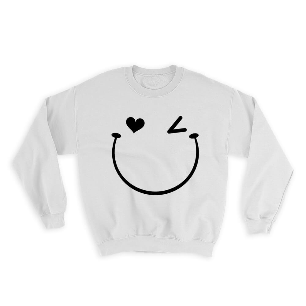 Cute Face : Gift Sweatshirt Geek Funny Symbol Modern Emoji Heart Eyes Love Winky