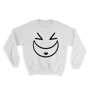 Cute Face : Gift Sweatshirt Geek Funny Symbol Modern Emoji Love Closed Eyes