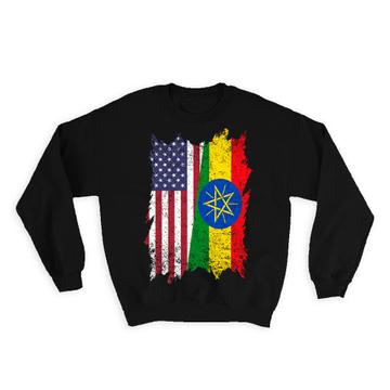 United States Ethiopia : Gift Sweatshirt American Ethiopian Flag Expat Mixed Country Flags