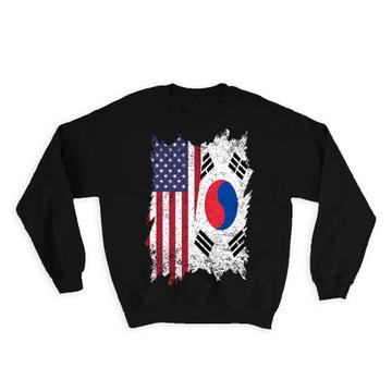 United States South Korea : Gift Sweatshirt American Korean Flag Expat Mixed Country Flags