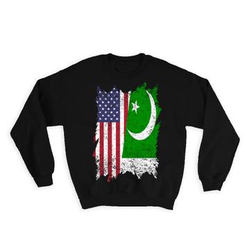 United States Pakistan : Gift Sweatshirt American Pakistani Flag Expat Mixed Country Flags