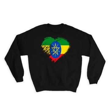 Ethiopian Heart : Gift Sweatshirt Ethiopia Country Expat Flag