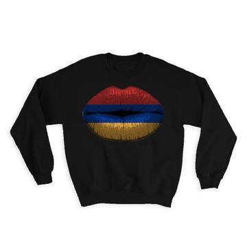 Lips Armenian Flag : Gift Sweatshirt Armenia Expat Country For Her Woman Feminine Souvenir Sexy