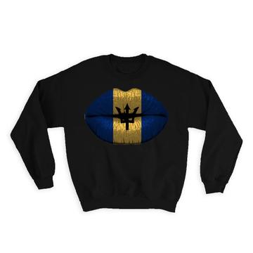 Lips Barbadian Flag : Gift Sweatshirt Barbados Expat Country For Her Woman Feminine Souvenir Sexy