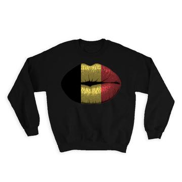 Lips Belgian Flag : Gift Sweatshirt Belgium Expat Country For Her Women Feminine Lipstick Sexy