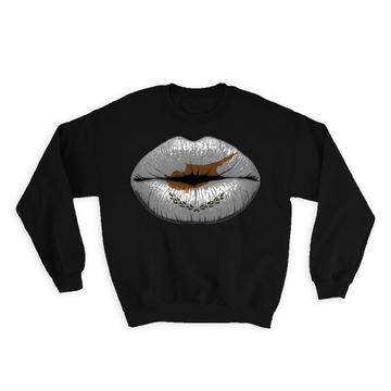 Lips Cypriot Flag : Gift Sweatshirt Cyprus Expat Country For Her Woman Feminine Lipstick Souvenir