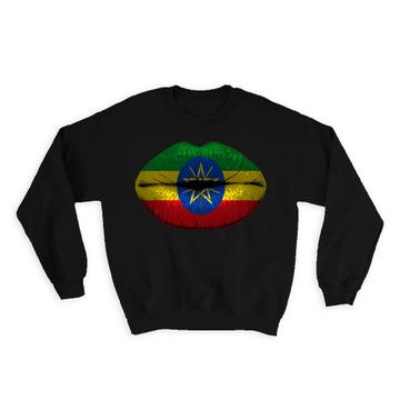 Lips Ethiopian Flag : Gift Sweatshirt Ethiopia Expat Country