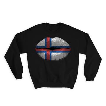 Lips Faroese Flag : Gift Sweatshirt Faroe Islands Expat Country For Her Woman Feminine Souvenir Sexy