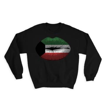Lips Kuwaiti Flag : Gift Sweatshirt Kuwait Expat Country For Her Women Feminine Lipstick Souvenir