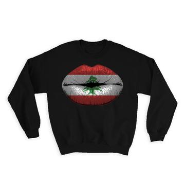 Lips Lebanese Flag : Gift Sweatshirt Lebanon Expat Country For Her Women Feminine Souvenir Woman