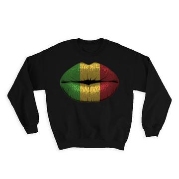 Lips Malian Flag : Gift Sweatshirt Mali Expat Country For Her Women Feminine Lipstick Souvenir
