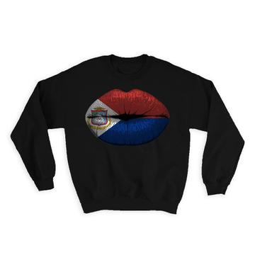 Lips Sint Maarten Flag : Gift Sweatshirt Women Expat Country For Her Woman Feminine Lipstick Sexy