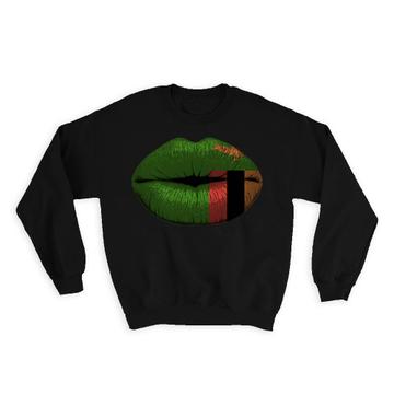Lips Zambian Flag : Gift Sweatshirt Zambia Expat Country For Her Woman Feminine Souvenir Sexy