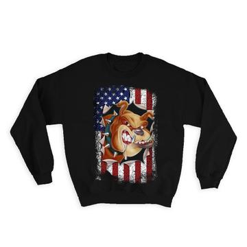 Bulldog American Flag : Gift Sweatshirt Dog Patriotic Pet USA United States 4th July