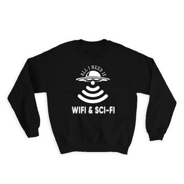 Wifi Sign : Gift Sweatshirt Flying Saucer Aliens Ufo Science Fiction Day Funny Wall Decor Art