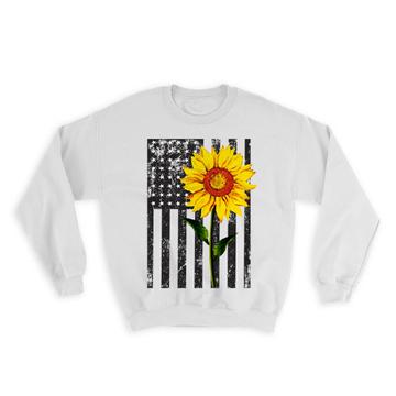 Sunflower USA Flag : Gift Sweatshirt Spring America United States Flower Floral