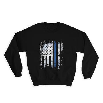 American Flag Back The Blue : Gift Sweatshirt For Police Officer Support Policeman USA