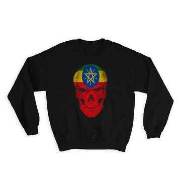 Ethiopia Flag Skull : Gift Sweatshirt Ethiopian National Colors