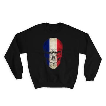 France Flag Skull : Gift Sweatshirt French National Colors