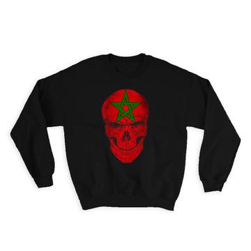 Morocco Flag Skull : Gift Sweatshirt Moroccan National Colors