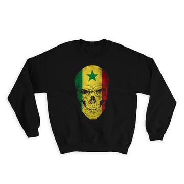 Senegal Flag Skull : Gift Sweatshirt Senegalese National Colors