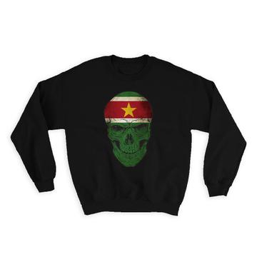 Suriname Flag Skull : Gift Sweatshirt Surinamese National Colors
