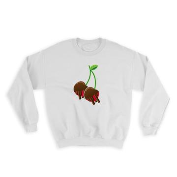 Cherries In Chocolate : Gift Sweatshirt Cherry Sweet Cute Funny Art Print Kitchen Home