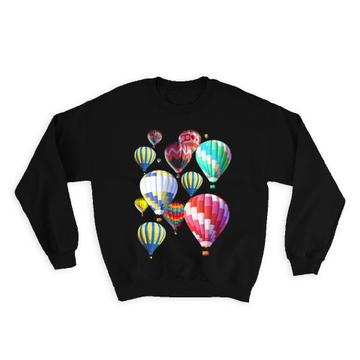 Colorful Hot Air Balloons : Gift Sweatshirt Ballooning Home Wall Art Print Adventure Sport