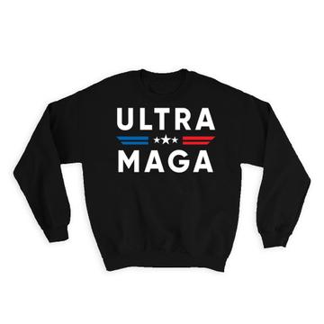 Ultra MAGA : Gift Sweatshirt Anti Biden Proud American Funny Humor Art Print USA Trump Politics
