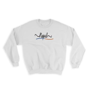 Nepal Flag Colors : Gift Sweatshirt Nepalese Travel Expat Country Minimalist Lettering