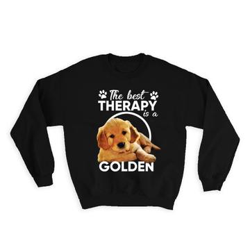 The Best Therapy is a Golden : Gift Sweatshirt Retriever Hearts Dog Pet Animal Puppy