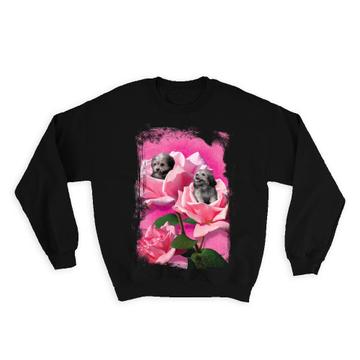 Poodle Roses Flowers : Gift Sweatshirt Dog Puppy Pet Modern Composition Animal Cute