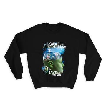 Ecolife Aquarium Head Water Fish : Gift Sweatshirt Nature Protection Green Thinking Corals